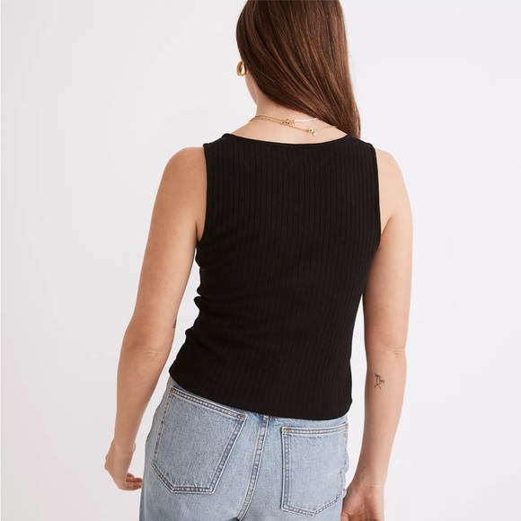Madewell Ribbed Button-Front Crop Tank - Picture 6 of 7